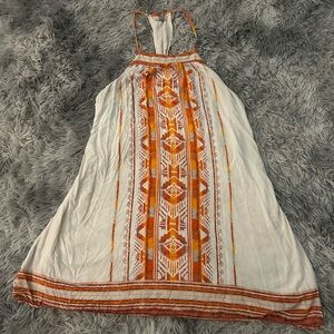 Elegant Backless Bohemian Dress - Orange and White